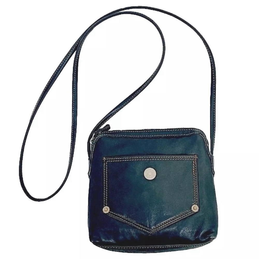 Leather Co & Liz Claiborne Crossbody Mini Purse Handbag Leather Black Soft